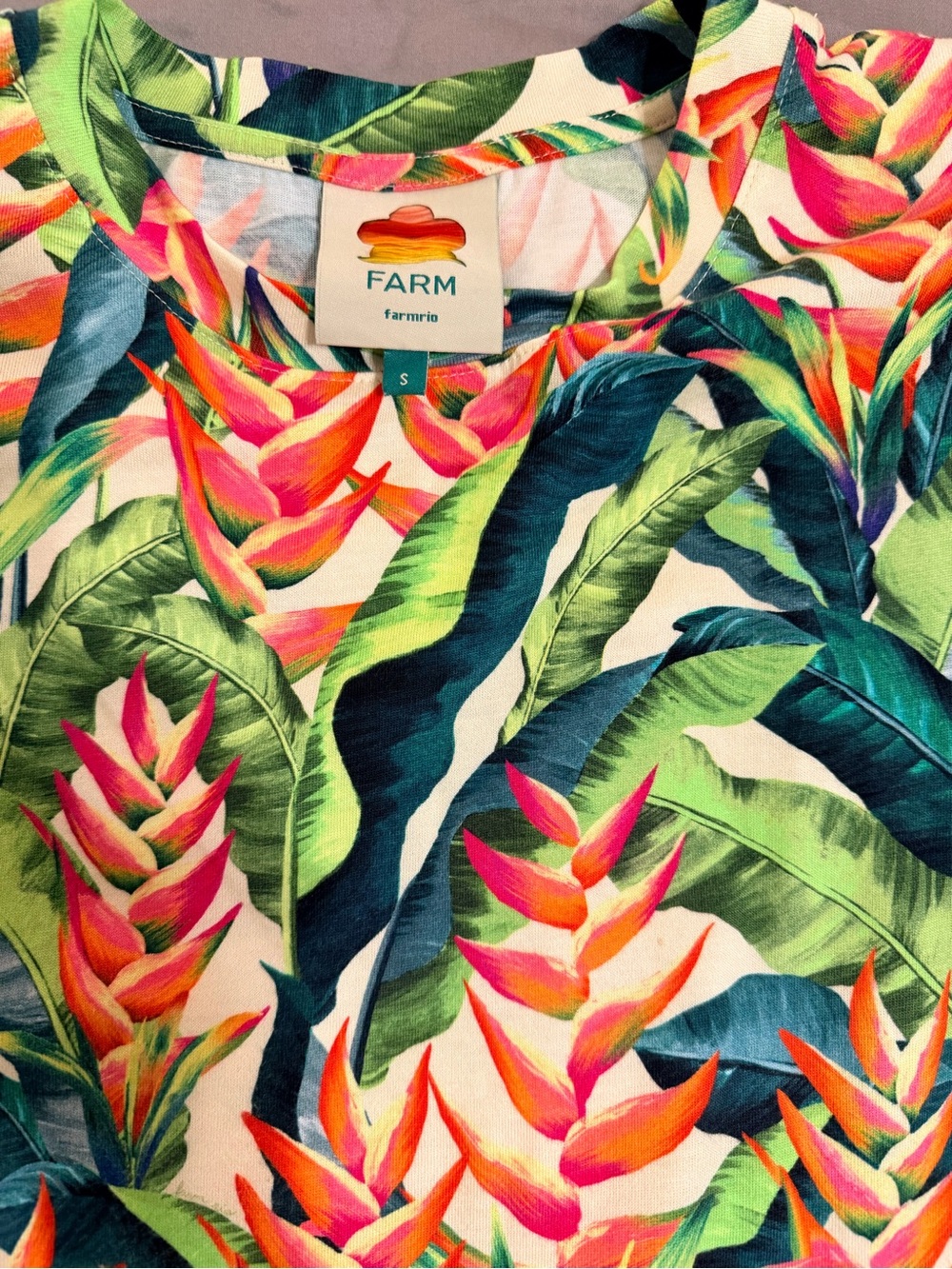 Farm Rio Tropical Print Organic Cotton Mini Dress - Picture 2 of 3